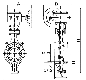 D363對焊三偏心蝶閥(圖1)
